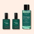 Three green Manucurist bottles: two square labeled Top Coat Green Flash™ gel polish for 12-day shine, and one tall round bottle of Green Flash nail polish remover.