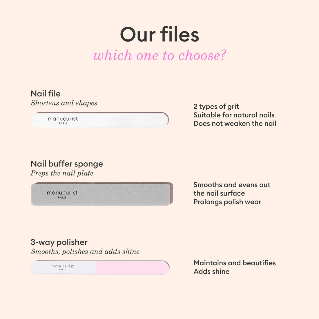 100/180 emery boards for natural nails - x5