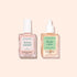 Two square glass bottles with white caps rest on a light beige background; one labeled “Active Smooth” and the other “Huile Verte.” Both are part of Manucurist’s Basic Routine - Ridged Nails, specially formulated for nail care—perfect for smoothing ridged nails or nourishing with rejuvenating cuticle oil.