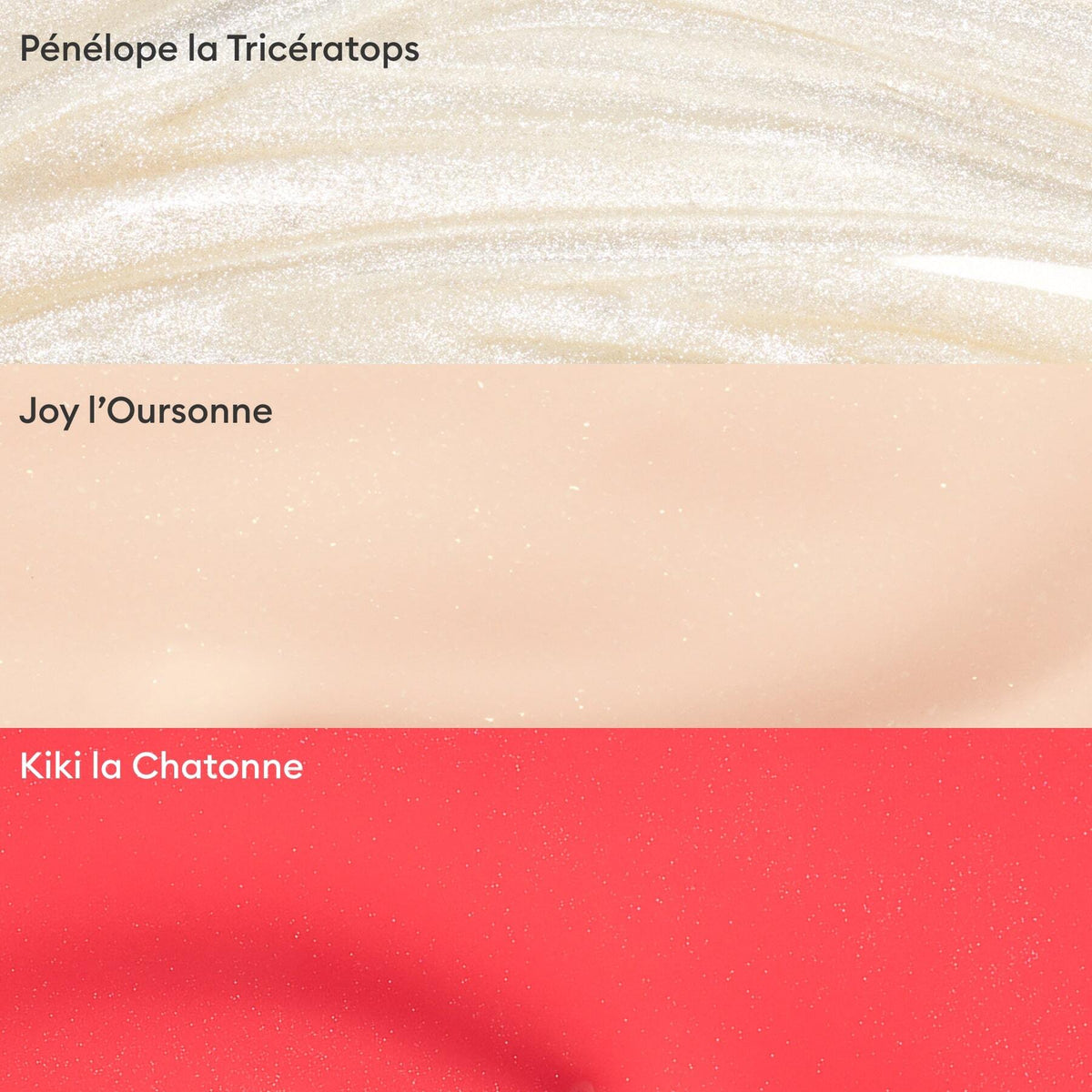 The Petite Manucurist Trio by Manucurist features three children’s nail polishes—pearly white Pénélope la Tricératops, beige Joy l’Oursonne, and bright red Kiki la Chatonne—made from natural origin, perfect for gifting.
