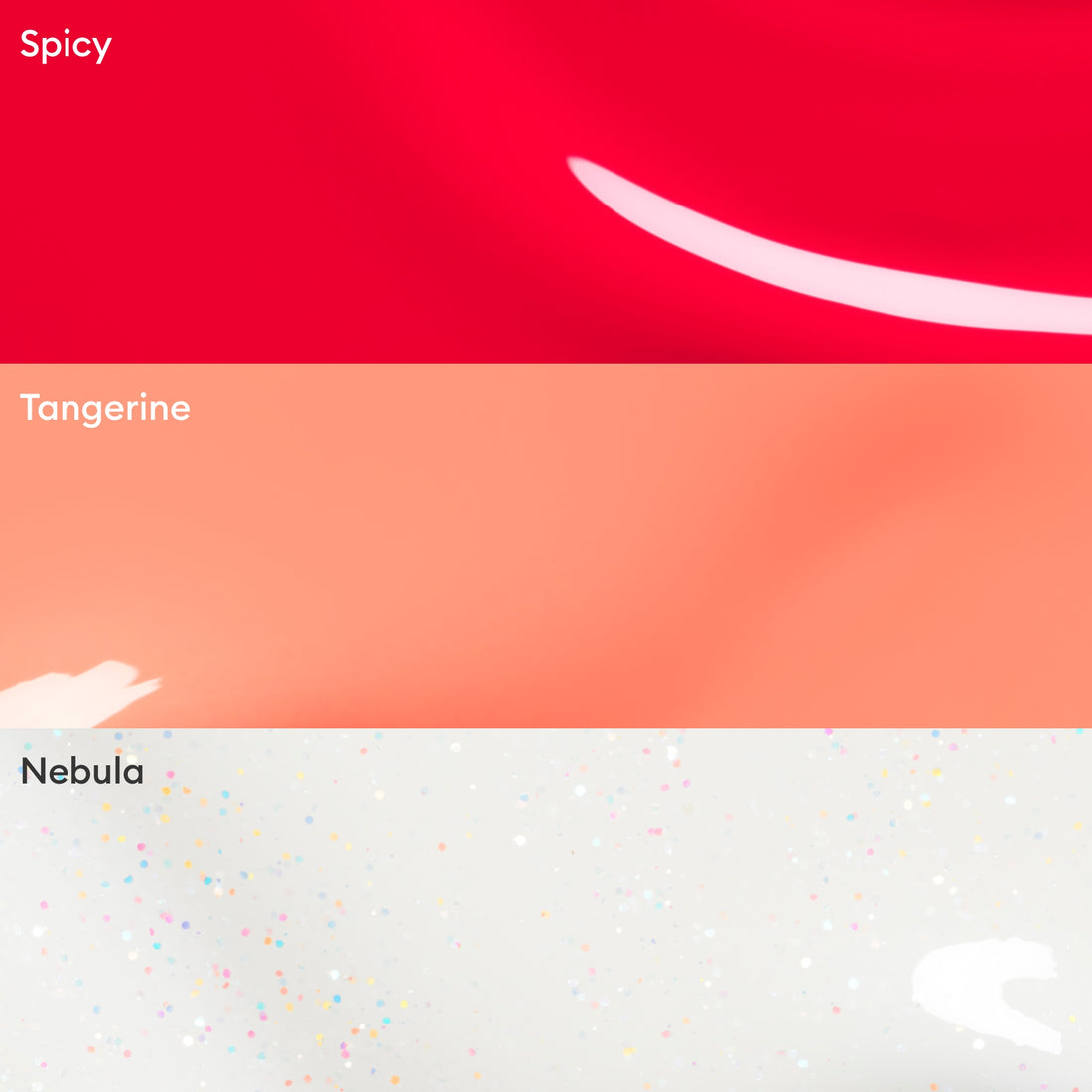 Manucurist Trio Collections features three shades—Spicy (bright red with a white streak), Tangerine (soft orange), and Nebula (white with multicolored speckles)—a curated, chic palette for trendy manicures.