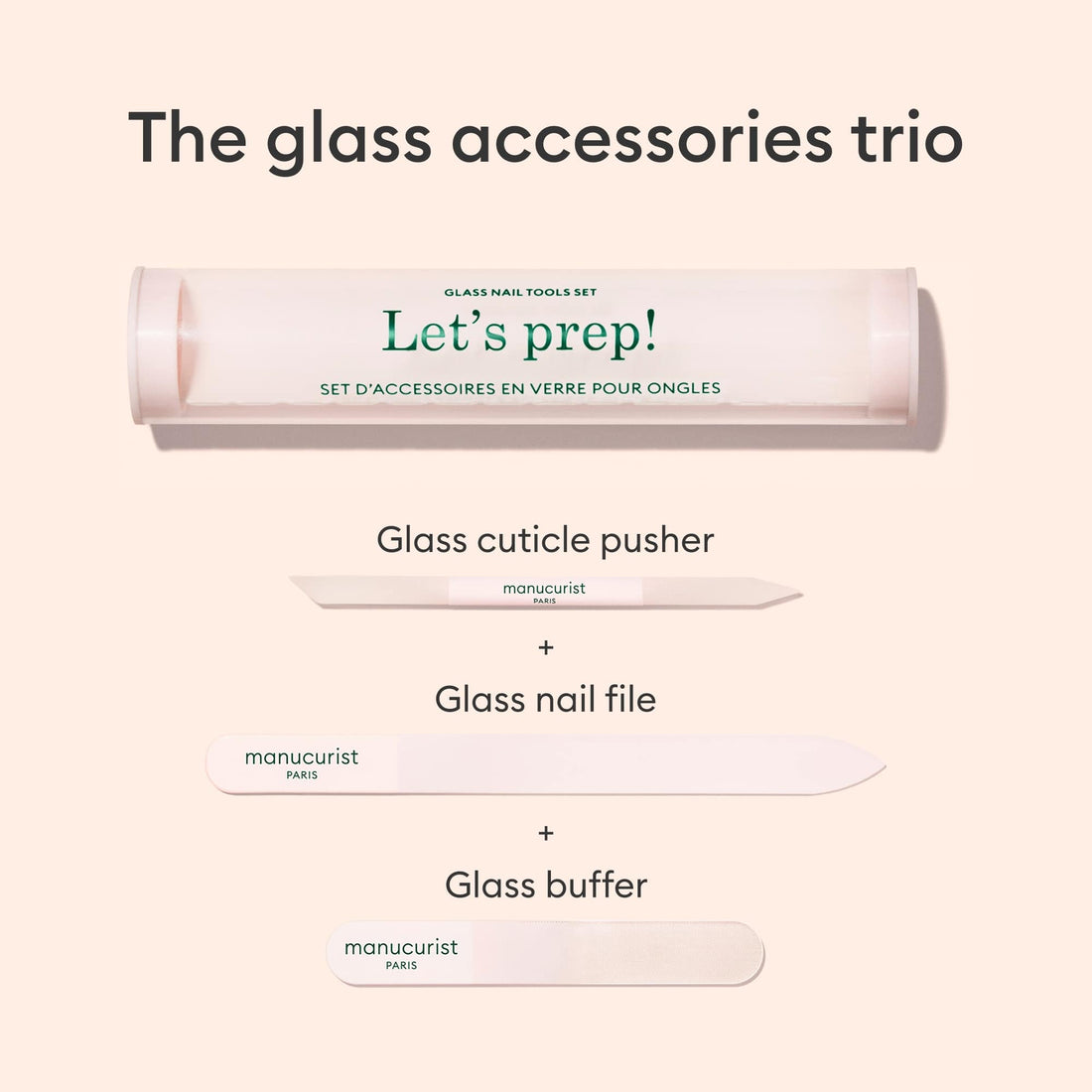 Glass nail accessory trio