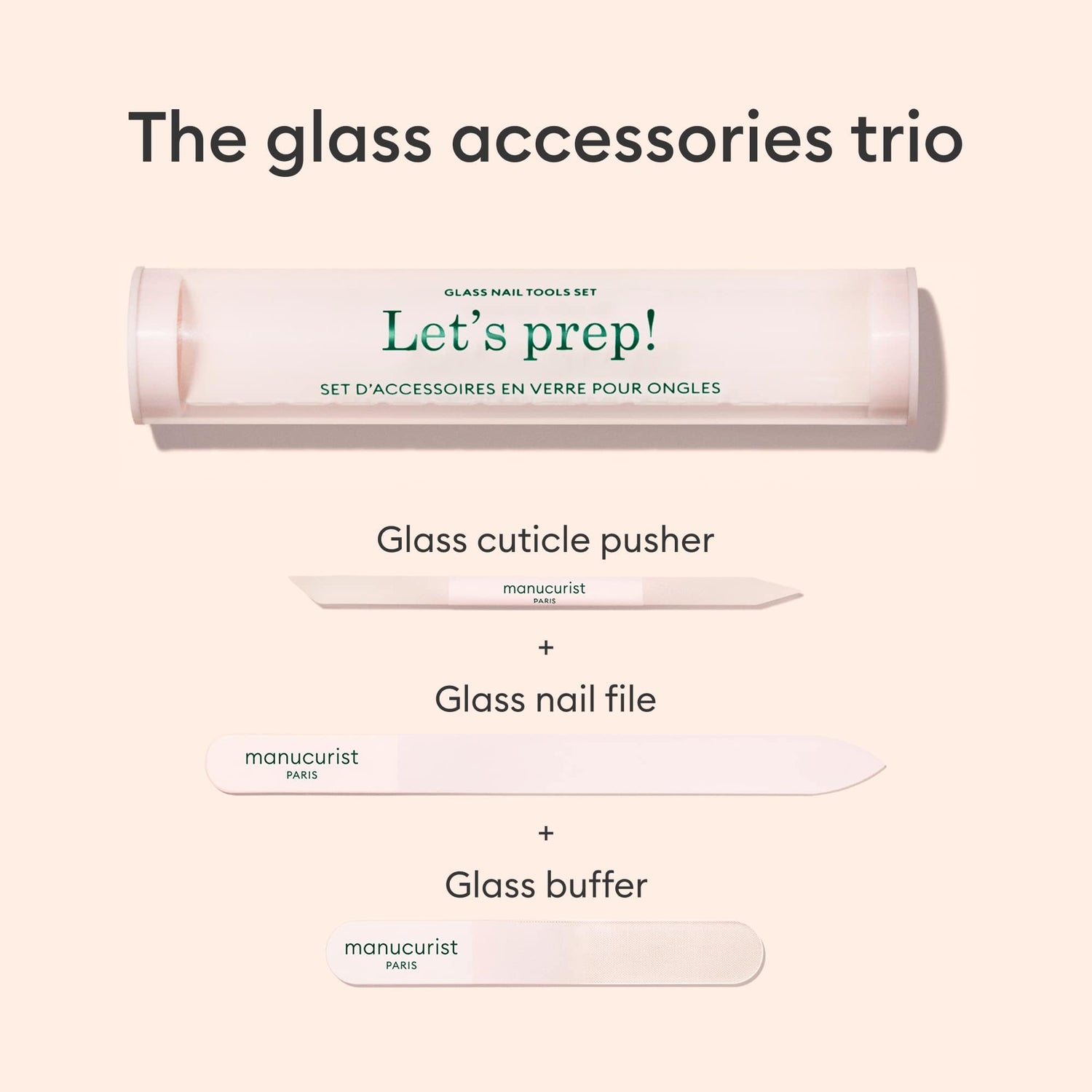 Glass nail accessory trio